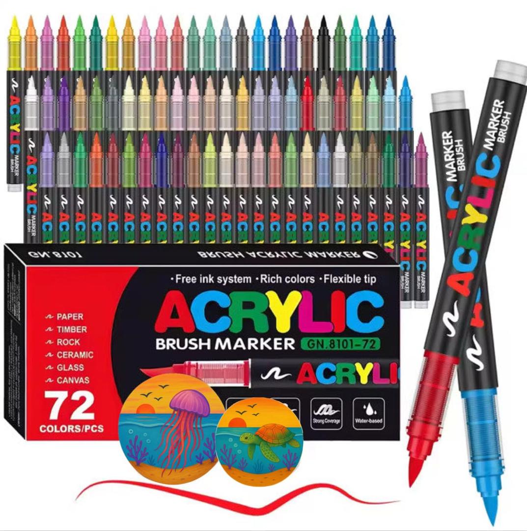 Acrylic pens 72 felt-tip pens with fine tip flexible and precise