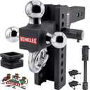 Vehiclex 8" Adjustable Drop Hitch for 2" Receiver, Tri-Ball & Tow Hook
Keyed-Alike Pin Locks, Anti-Rattle Rubber Spacers, Stable Towing Performance, for Mid-Size & Full-Size Trucks