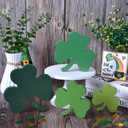 St Patricks Day Decorations Wooden Shamrock Decor Set, 4pcs Gradient Green St. Patrick's Day Irish Lucky Table Decoration for Home Office Tiered Tray Centerpiece (Green)