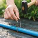 MySit 12 Inch 50 Pack Heavy Duty U Shaped Garden Stakes, 11 Gauge Galvanized Fence Stakes Landscape Staples Metal Yard Stakes for Ground, Drip Hose, Inflatables, Outdoor Decorations