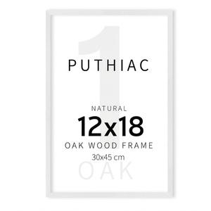puthiac 12x18 Solid Oak Wood Picture Frame, White, 1 Pack
