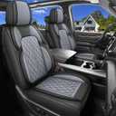 Car Seat Cover Custom Fit for Dodge Ram 1500 2500 3500 2002-2026 Faux Leather Seat Cover Set Compatible with Crew Quad Regular Cab Pickup Truck Cushions (Black & Grey, Full Set, Flat Rear)