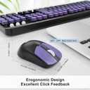 Wireless Keyboard and Mouse Combo, 104 Round Keys Cute Colorful Keyboard and Mouse with Retro Typewriter for PC/Mac/Laptop/Tablet/Computer/Windows Black Purple