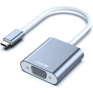 BENFEI USB C to VGA Adapter, Thunderbolt 3/4 to VGA Adapter Compatible with iPhone 15 Pro/Max, MacBook Pro/Air 2023, iPad Pro, iMac, S23, XPS 17, Surface Book 3 and More [Aluminium Shell,Grey]