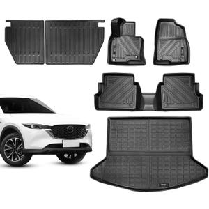 Custom Fit Mazda CX-5 2025 2024 2023 2022 2021 2020 2019 2018 2017 Floor Mats Trunk Cargo Liner and Rear Seat Backrest Mat All Weather TPE Protection Mat for Mazda CX5 Accessories (Set of 6 Mats)