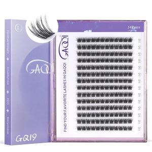 GAQQI Lash Clusters, GQ19 Individual Lashes 168pcs C Curve, DIY Lash Extension 12mm Length Only False Eyelash Clusters, Natural & Wispy Lash Wisps (GQ19,C,12mm)
