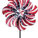 hogardeck 4th of July Wind Spinners Outdoor, Metal Wind Spinners with Stakes for Memorial Day Decorations, 360° Rotating Double Layers Windmill Yard Art for Outside Lawn Porch, Red White Blue