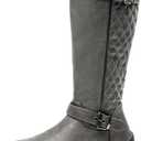 DREAM PAIRS Women's Faux Fur Knee High Boot Round Toe Fall Winter Boots (5.5, Grey)