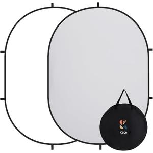 Kate Collapsible Pop-Up Backdrop for Self-Tape Auditions, Professional Headshots, Video Conferencing & Live Streaming - Portable Photography Background (5'x6.5' / 1.5x2m, White/Gray)