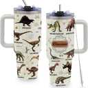 Dinosaur Mug 40oz Tumbler with Handle and Straw, Dinosaur Gifts for Adults, Christmas, Thanksgiving, Birthday Decorations, Party Supplies, Stainless Steel Cup, Water Bottle