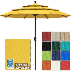 EliteShade USA 10-Year-Non-Fading 11ft 3-Tier Market Patio Umbrella, Commercial Grade Outdoor Table Umbrella with Crank Open, Windproof & UPF 50+ UV Protection, Heavy Duty Ventilation for Garden, Deck, Pool, Backyard, Beach & Bistro, No Tilt, Sunflower Yellow
