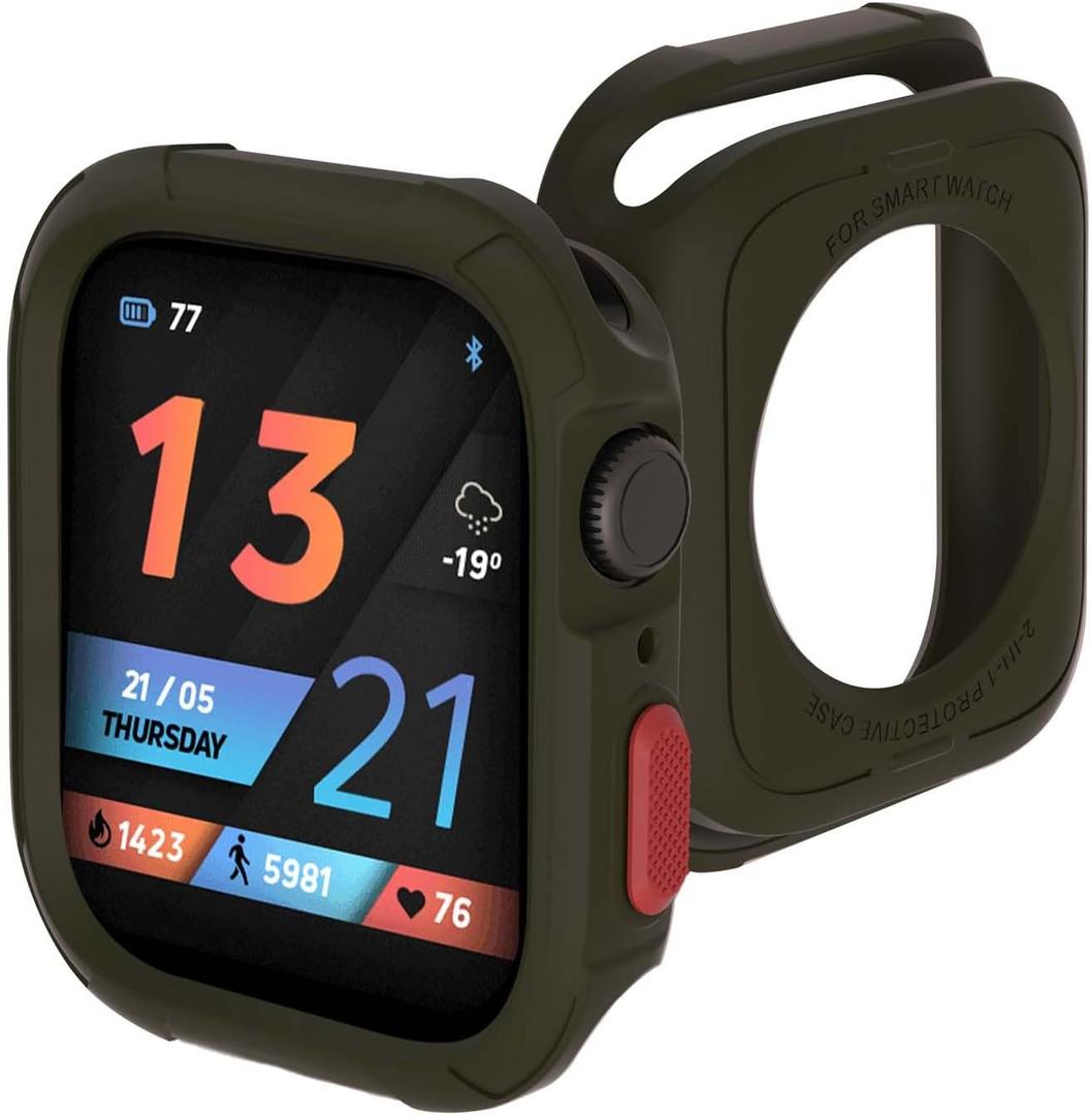 3 x Rugged Case Compatible with Apple Watch Case Series 9/8/7 45mm Series 6/SE/5/4 44mm, Soft TPU Shockproof Bumper Drop Proof Protective Cover for iWatch Accessories (Dark Green)