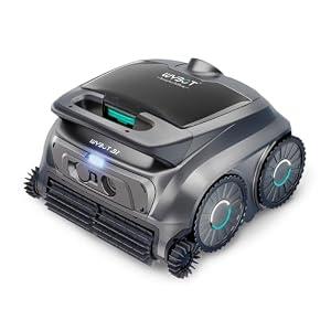WYBOT B1 Cordless Robotic Pool Vacuum, Quad-Roller Brushes for Edge Cleaning, Smart Pool Cleaner Robot for Inground & Above Ground Pools, High Obstacle Crossing, App Control, Silver Gray