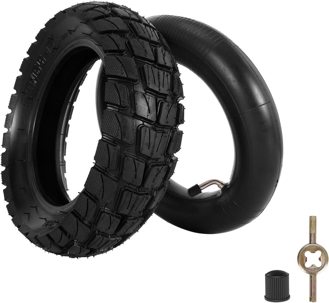 80/65-6 Tire with Inner Tube, 10x3.0 Inflatable Off Road Tire for Electric Scooter Pneumatic E-Bike 255x80 Tires compatible with 36v 48v 400w 500w 800w Hub Motor Mijia M365