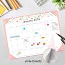 Gannyfer Desk Calendar 2026-2027 with Desktop Mat, Large 22" x 17" Desk Pad Calendar, 18-Month Calendar Use Now Through Jun 2027, Office Supplies for Home School Office, Pink with 6 Stickers