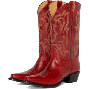 Yolkomo Cowboy Boots for Women Red Western Cowgirl Boots, Pointed Toe, Mid Calf, Knee High (Red)