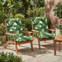 Outdoor High Back Patio Chair Cushions, Tufted Rocking Chair Cushions, Adirondack Cushions for Garden Porch Home Office Chairs Use, 44 x 22 x 4, 2 Pack, Swaying Palms Green