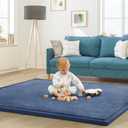 Baby Play Mat for Floor Nursery Rug Muscle Mat Area Rug Playroom Rug 79"x118" Playpen Mat Memory Foam 1.3" Thick Crawling Mat for Babies,Toddlers, Infants, Kids,Sapphire Blue