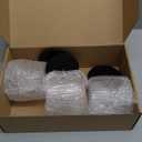 Yaomiao 6 Pcs Ribbed Bathroom Canisters Apothecary Jars with Black Bamboo Lids and Label Stickers, 18 oz Plastic Canister with Fluted Design for Cotton Ball, Swab, Floss Picks House Storage