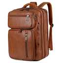Baosha Vegan Leather Laptop Backpack Briefcase Hybrid 15.6 Inch Laptop Travel Backpack Hiking College Backpack for Men BC-04 (Brown)