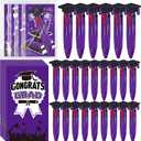 LiYiQ 24 Sets Graduation 4-in-1 Ballpoint Pens with Positive Cards Exchange Gifts Bulk Graduation Party Favors Grad Gifts for College Congrats Grad Prizes Goodie Bags Stuffers (Purple)