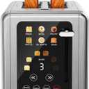Touch screen Toasters 2 slice, Stainless Steel Digital Timer Toaster with Sound Function, 6 Bread Types & 6 Shade Settings, Smart Extra Wide Slots Toaster with Bagel, Defrost Functions (silver)