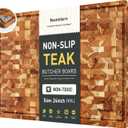 Teak Wood Extra Large End Grain Cutting Board for Kitchen with Non-slip Feet, Heavy Duty Checkered Cutting Board with Juice Groove & Handle Handcrafted Luxury Chopping Board for Meat, Vegetables, 24"L x 18"W
