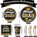 210Pcs Graduation Decorations 2026, Black and Gold Graduation Plates and Napkins Set for 30 Guests, Disposable Dinnerware, Dessert Plates and Forks, Graduation Birthday Party Tableware Supplies