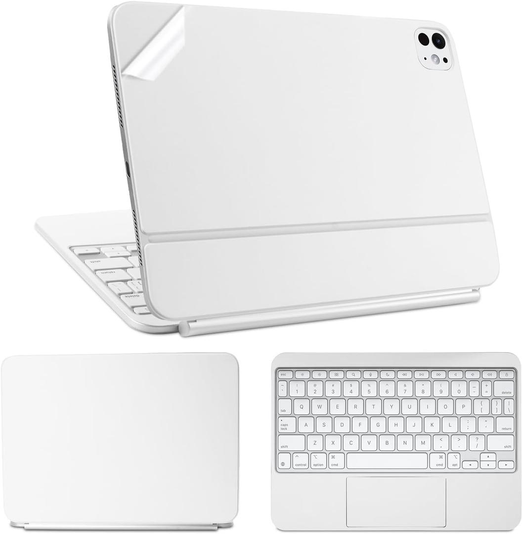 IMMOENUC 3-in-1 Tablets Skin Sticker Decals for 2025 2024 iPad Pro M5 M4 (A2836/A2837) Magic Keyboard 11 inch Full Body Protective Case Vinyl Durable Materials wrap Cover Self-Adhesive,Pre-CutWhite