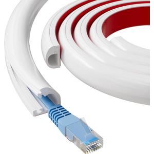 118" Side Buckle Cable Hider for 1 Cords,Extension Cord Covers for Wires On Wall,Adhesive Cord Hider for Wall Mount Tv, Wire Channel for Cable Concealer,Cable Raceway Home & Office,White