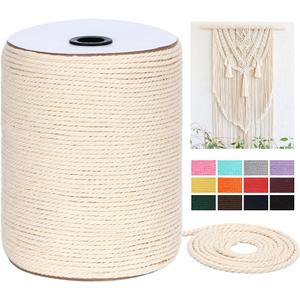 Macrame Cord 4mm x 328Yards(984Feet),Natural Cotton Macrame Rope - 3 Strands Twisted Macrame Cotton Cord for Wall Hanging, Plant Hangers, Crafts, Gift Wrapping and Wedding Decorations