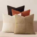 MIULEE Brown Beige Throw Pillow Covers 18x18 Inch Set of 4 Boho Farmhouse Cushion Cases for Livingroom Couch Bed Soft Corduroy Pillow Cases with Invisible Zipper Home Decor