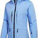 GEMYSE Women's Ski Jacket Waterproof Winter Snow Coat Warm Hooded Windbreaker Snowboarding Windproof Rain Jacket (Della Robbia Blue, X-Large)