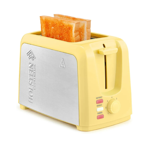 Holstein Housewares 2-Slice Toaster with 7 Browning Settings, Extra-Wide Slots, Reheat, Defrost, Cancel, High-Lift Release, Removable Crumb Tray – Compact Stainless Steel, Yellow