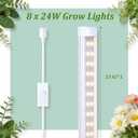 Plant Shelf with Grow Light Indoor - DIY 6-Tier Plant Stand with Grow Light, Adjustable Rack and Wheels, 8 Pack 24" 192W T8 Full Spectrum Grow Lamp for Indoor Plants, Seed Starting 29"x13.5"x73.5", 8 Lights, 6 Pads, 6 Shelves, 4 Casters, 12 Poles