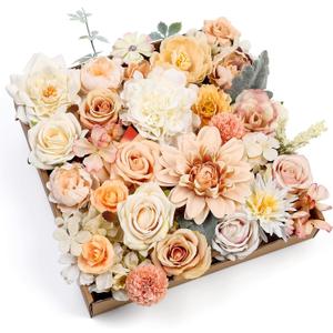 Serra Flora Artificial Flowers Rose 32pcs Silk Mix Peony Daisy Hydrangea Fake Flowers for DIY Wedding Bouquets Combo Centerpieces Arrangements Party Bridal Baby Shower Home Decorations