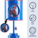 Marvel Spider-Man Table Lamp,2-Layer Cut Out Shade with Themed Print, Stick Lamp with Figural Pull Chain for Kids Bedroom or Playroom Decor