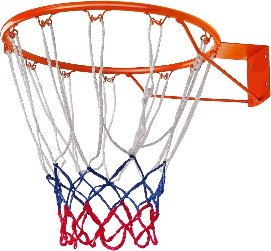 Basketball Rim Goal 18" Wall Door Mounted Hanging Basketball Rim Goal Hoop Net Indoor Outdoor with All Weather Net Wall Mounted