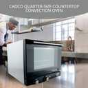 Cadco OV-003 Quarter-Size Commercial Countertop Convection Oven, 3 Pan Capacity, Manual Time & Temp Controls, Stainless Steel, 18-7/8" Wide, 120V, NSF & UL Certified