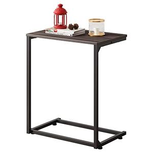 WLIVE C Shaped End Table, Small Couch Side Table for Coffee & Snack, Sofa Table That Slide Under for Living Room, Bedroom, 14.6 x 22.8 x 26.3 Inches, Grey
