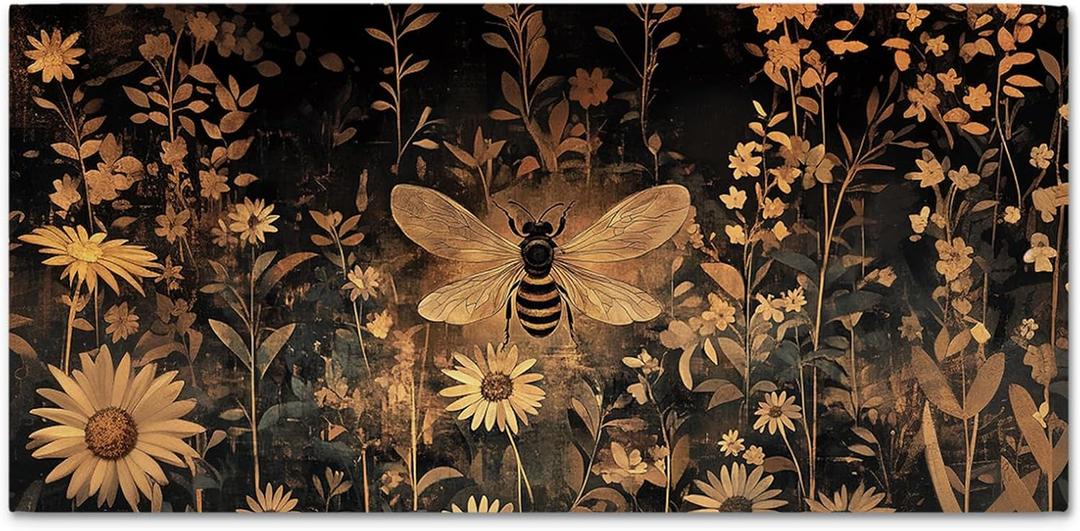 fZSZSD Dark Moody Floral Bumblebee Beach Towels Oversized 30x60 Inch, Dark Cottagecore Botanical Insect Honey Bee Lightweight Towel Blanket Gifts for Bathroom Pool Travel Swimming Gym Yoga Sport Women (Black-4)