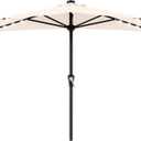 AreShark 9ft Patio Half Umbrellas with Solar Lights, 1/2 LED Half Outdoor Umbrella w/ 20 LED Lights, Lighted Table Wall Umbrella with Crank & 5 Sturdy Ribs for Market, Pool, Deck, Lawn and Garden, Cream White