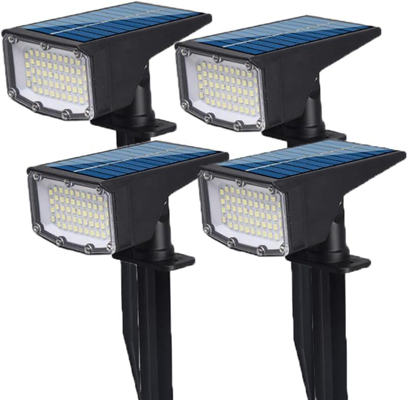 Solar Spot Lights Outdoor 53 LED 3 Modes Solar Landscape Spotlights Waterproof IP65 Solar Powered Security Lights for Outside Walkway Yard Garden (4 Pack)