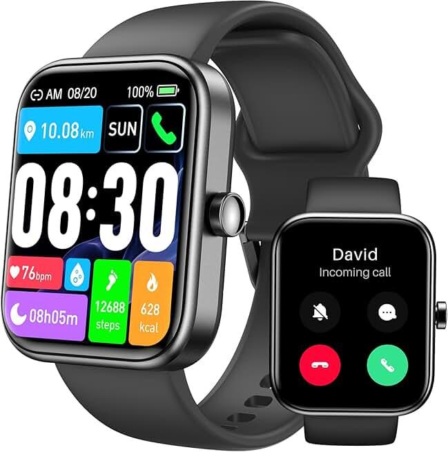 TOZO S3 Smart Watch for Men & Women, 1.83" HD Touchscreen, Bluetooth Calling, Sleep & Activity Tracking, IP68 Waterproof, 10-Day Battery Life, Compatible with iOS & Android
