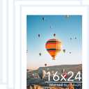 JCJMY 16x24 Picture Frame with Mat for Poster Photo and 40x60 cm Canvas, Display 14x20 with Mat or 16 x 24 without, Wood 16 by 24 Wall Gallery Poster Photo Frame, 4 Pack, White