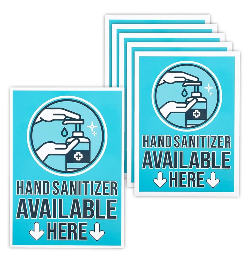 Hand Cleaner Here Vinyl Store Signs (5 x 7 Inches, 6 Pack)