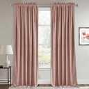 RYB Home Dusty Pink Velvet Curtains 84 inches - Cute Luxury Window Decor Super Soft Rod Pocket Thermal Insulted Drapes for Girls Bedroom Dormitory, W52 x L84, 2 Panels Set