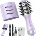 Blow Dryer Brush, Hair Dryer Brush in One, 600W Oval Hot Air Volumizer & Straightener, AntiFrizz Blowout Styling Brush, Dual Voltage 110–240V Travel (2 Inch) Purple