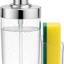 Kitchen Soap Dispenser with Sponge Holder  Refillable Dish Soap Bottle for Kitchen Countertop, Dish Soap Dispenser for Kitchen, Dish Detergent Dispenser for Washing Dishes, Plates, Pots and Pans