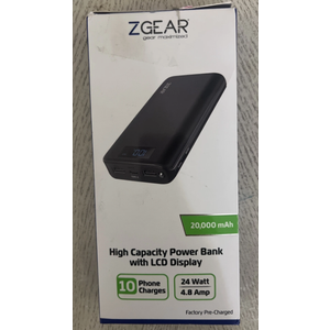 ZGEAR 20,000 mAh High Capacity Power Bank With LCD Display ZGEAR 20,000 mAh High Capacity Power Bank With LCD Display